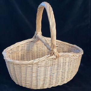 Vintage Divided Basket w/Floral Fabric Bottom.
